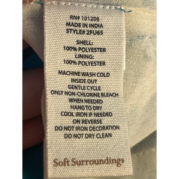 Soft Surroundings Kimono L/XL Turquoise Embroidered Sequined Floral Boho - Picture 8 of 8